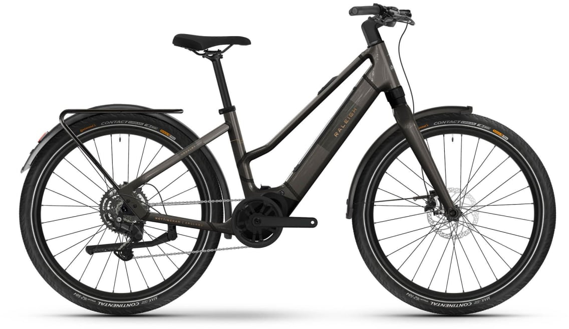 Raleigh Hockley Mid-Step Electric Hybrid Bike XL / 48CM Black Flat Gloss - Cycles UK