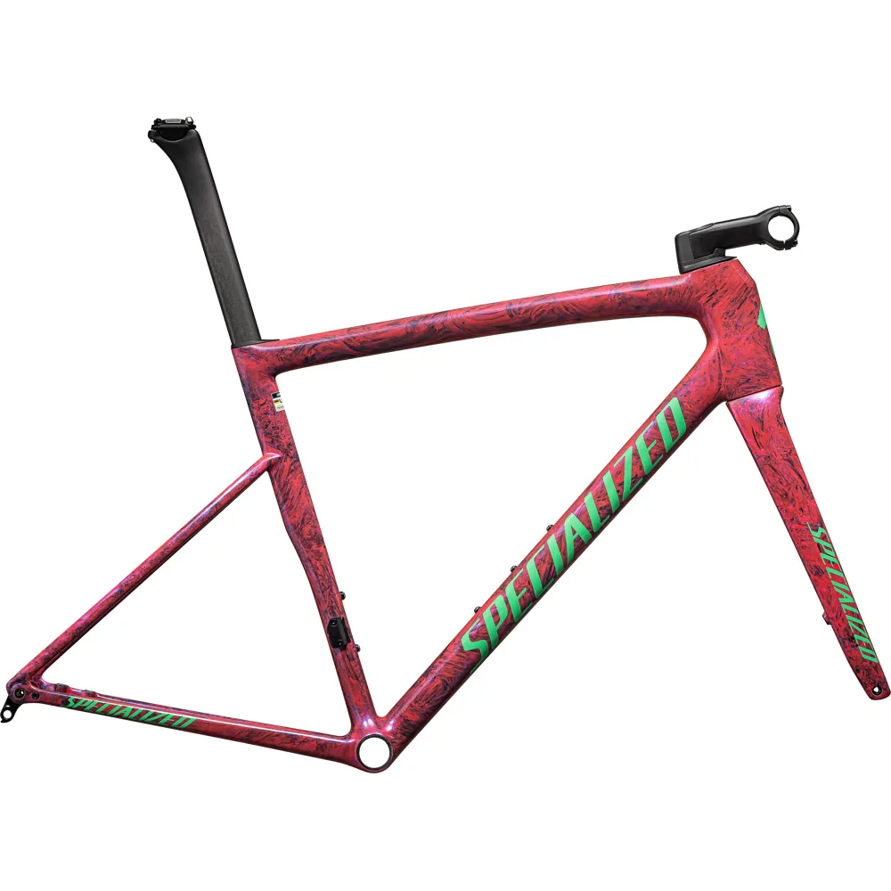 Specialized Tarmac SL8 Road Bike Frame Set 2023 Gloss Carbon/Metallic Vivid Pink Strata/Electric Green